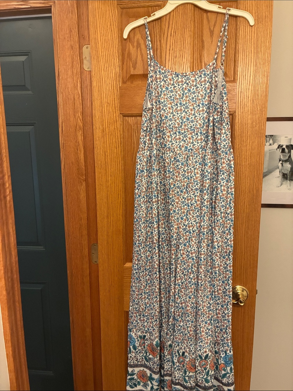 Floral Spaghetti-Strap Maxi Jumpsuit Romper - Blue & White